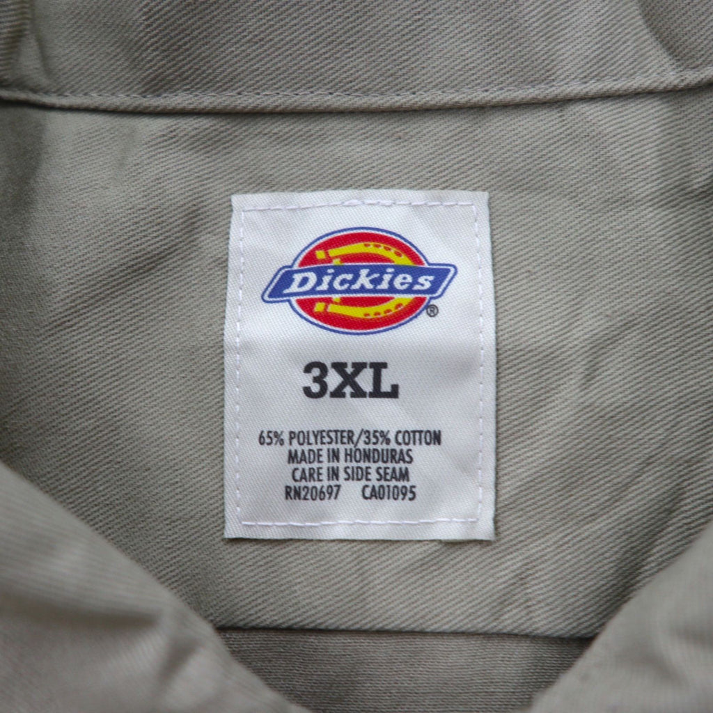 Dickies Short Sleeve Chino Work Shirt, 3XL, Beige, Chest Pocket, Oversized, Made in Honduras