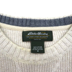 Eddie Bauer Crew Neck V-Neck Knit Sweater, Size M, Beige, Cotton, 3823