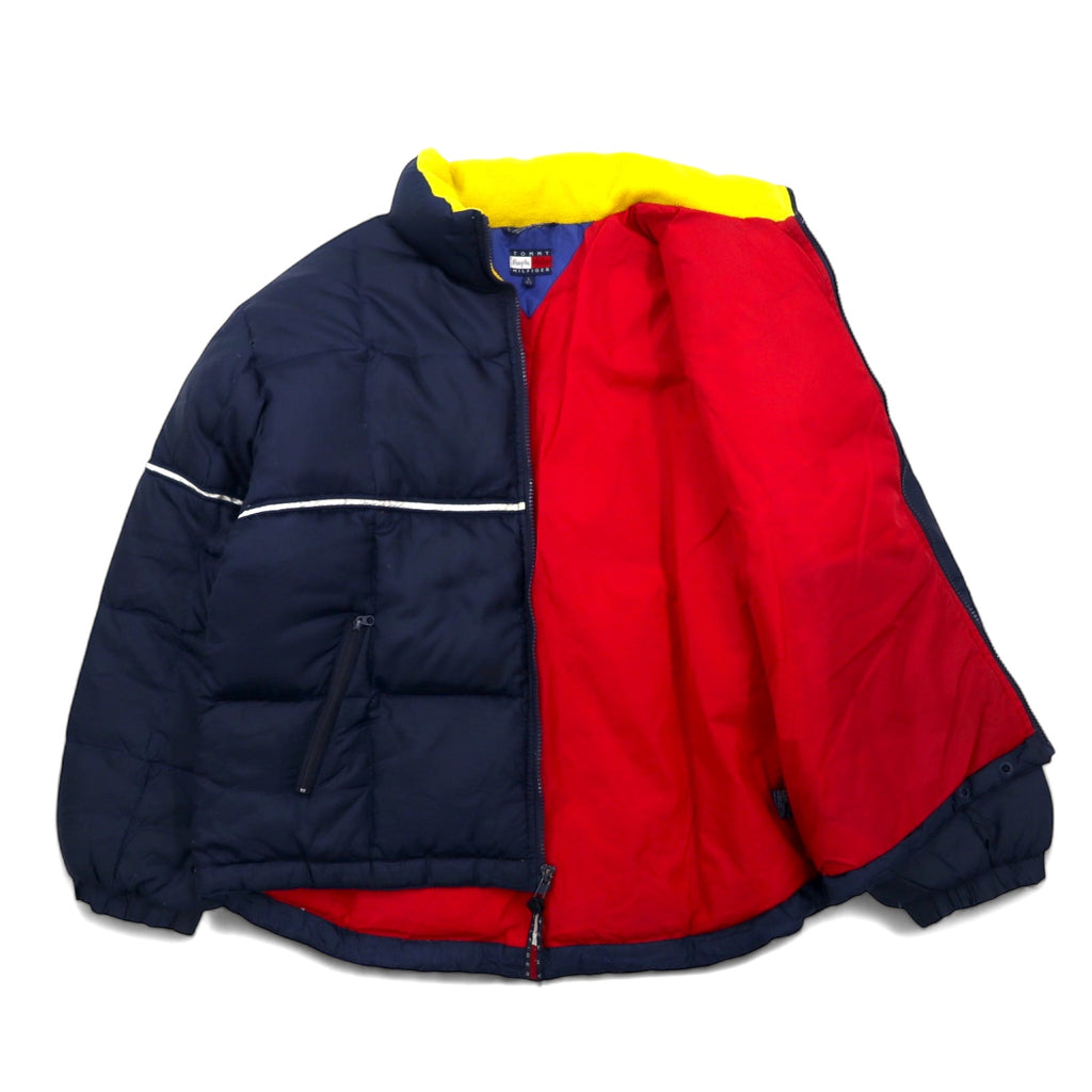 TOMMY HILFIGER 90s Down Jacket L Navy Nylon Flag Logo