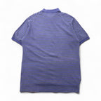 Polo by Ralph Lauren 90s Striped Polo Shirt, XL, Blue Cotton, Pique, Small Pony Embroidery
