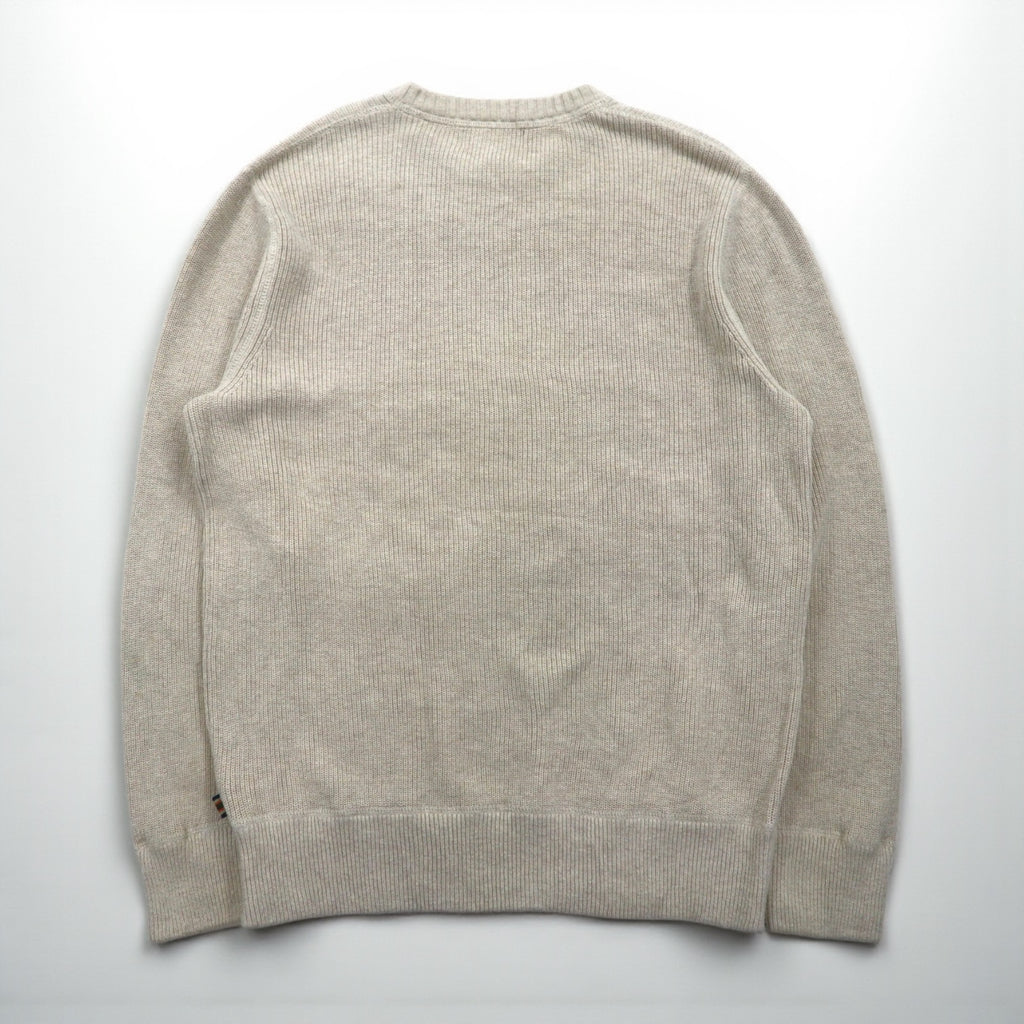 Eddie Bauer Crew Neck V-Neck Knit Sweater, Size M, Beige, Cotton, 3823