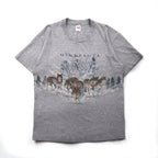 anvil 90s USA Made Single Stitch T-Shirt, XL, Gray, MINESOTA, Double-Sided Animal Print, Wolf