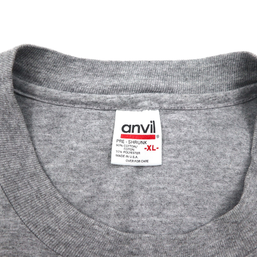 anvil 90s USA Made Single Stitch T-Shirt, XL, Gray, MINESOTA, Double-Sided Animal Print, Wolf