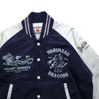 Ted Company Nylon Stadium Jacket, S, Navy, Double-Sided Print, Quilted Liner, NARIMASU DRAGONS
