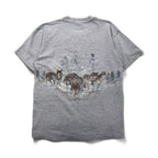 anvil 90s USA Made Single Stitch T-Shirt, XL, Gray, MINESOTA, Double-Sided Animal Print, Wolf