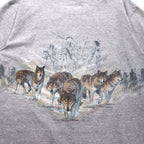 anvil 90s USA Made Single Stitch T-Shirt, XL, Gray, MINESOTA, Double-Sided Animal Print, Wolf