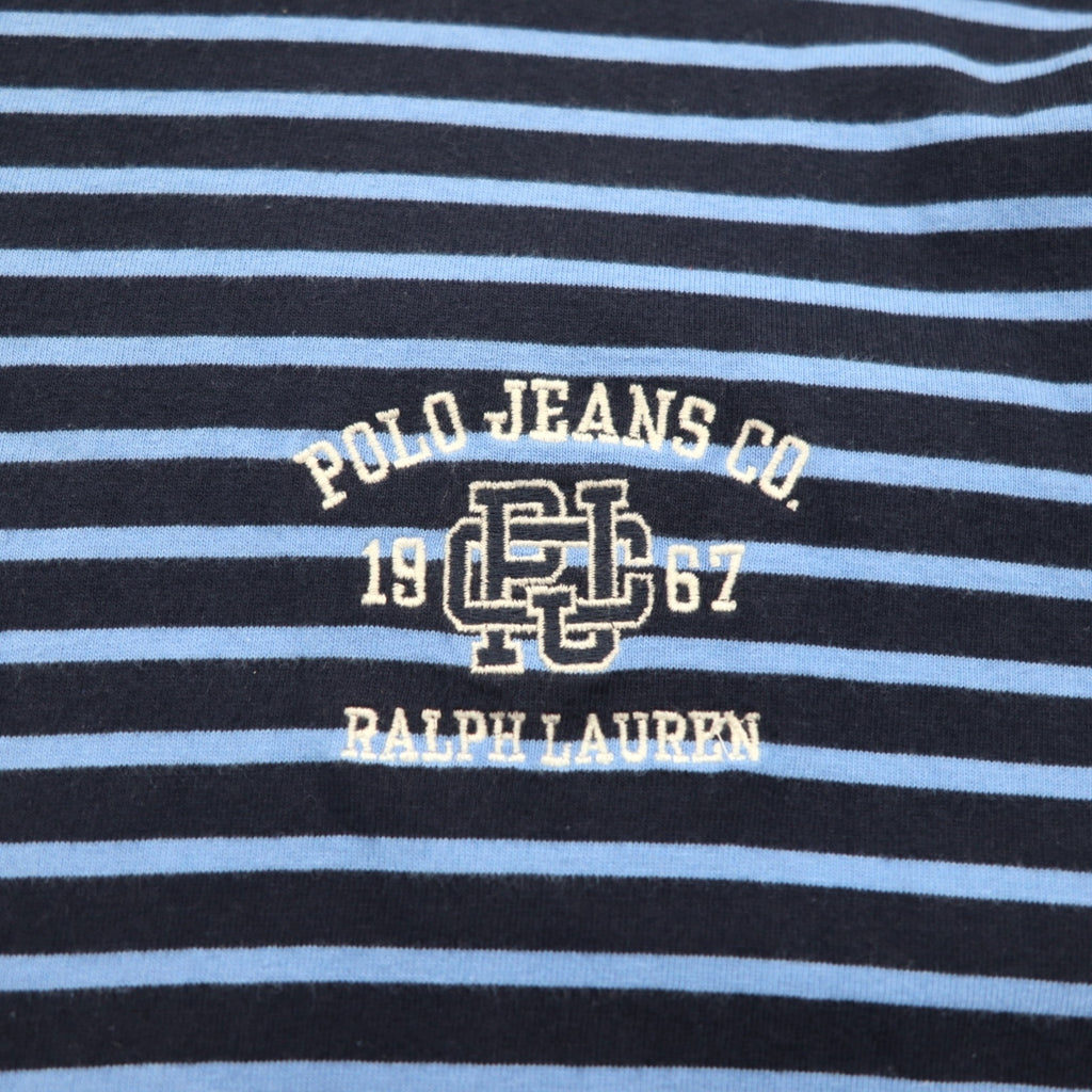 POLO JEANS CO RALPH LAUREN 90年代 長袖ポロシャツ ラガーシャツ XL ブルー ボーダー ビッグサイズ