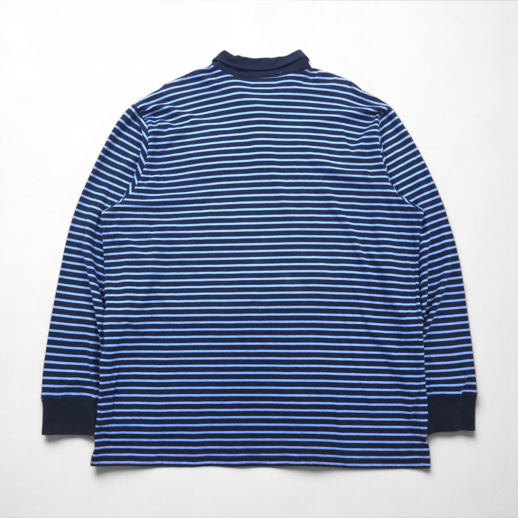 POLO JEANS CO RALPH LAUREN 90年代 長袖ポロシャツ ラガーシャツ XL ブルー ボーダー ビッグサイズ