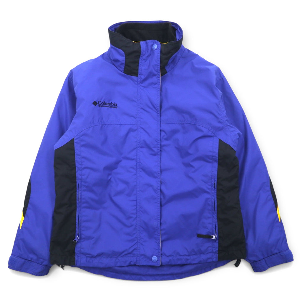 Columbia 90s 3WAY Mountain Parka M Blue Black Nylon Fleece Liner Drawstring Zip-in-Zip