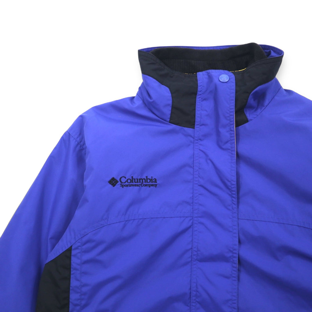 Columbia 90s 3WAY Mountain Parka M Blue Black Nylon Fleece Liner Drawstring Zip-in-Zip