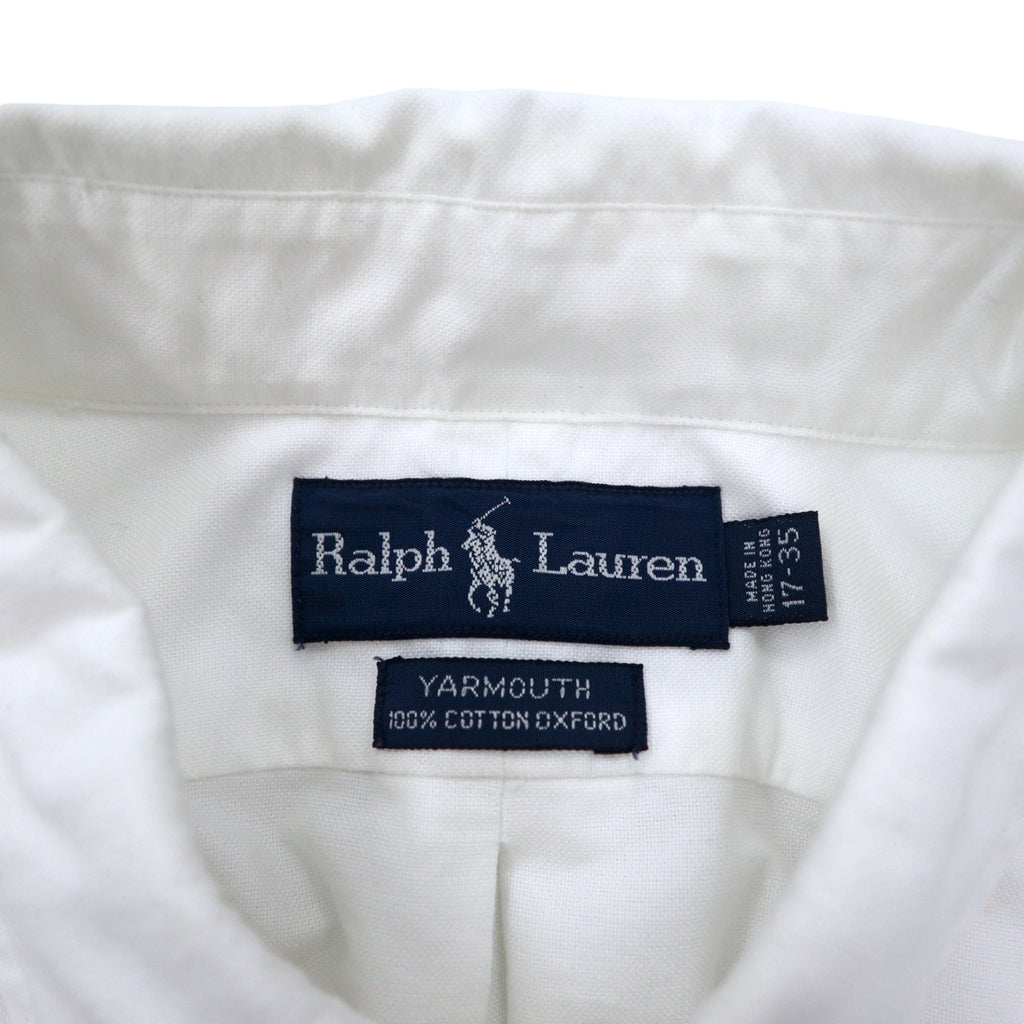 RALPH LAUREN 90s Oxford Button-Down Shirt, XL, White Cotton, YARMOUTH Small Pony Embroidery