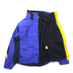Columbia 90s 3WAY Mountain Parka M Blue Black Nylon Fleece Liner Drawstring Zip-in-Zip
