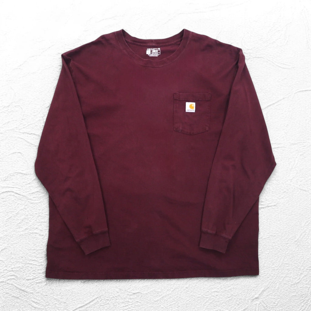 Carhartt Long Sleeve Pocket T-Shirt Long Tee 3XL Bordeaux Big Size Honduras Match