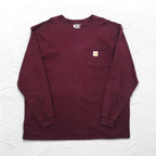 Carhartt Long Sleeve Pocket T-Shirt Long Tee 3XL Bordeaux Big Size Honduras Match
