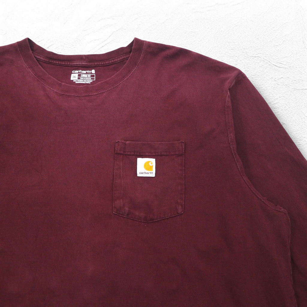 Carhartt Long Sleeve Pocket T-Shirt Long Tee 3XL Bordeaux Big Size Honduras Match