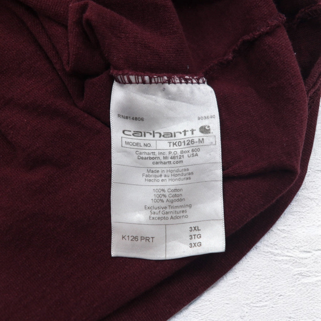 Carhartt Long Sleeve Pocket T-Shirt Long Tee 3XL Bordeaux Big Size Honduras Match