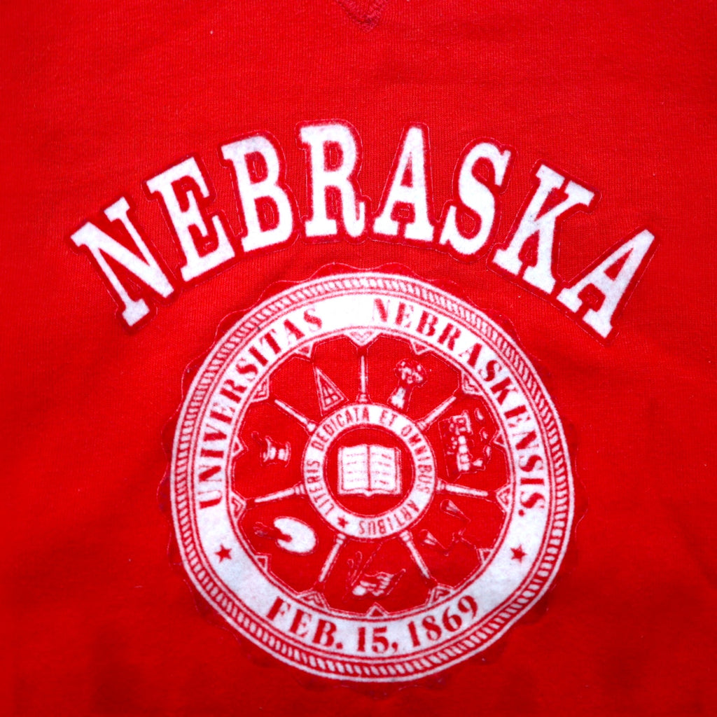 USA製 90年代 RUSSELL ATHLETIC カレッジ プリント スウェット XL レッド 裏起毛 NEBRASKA