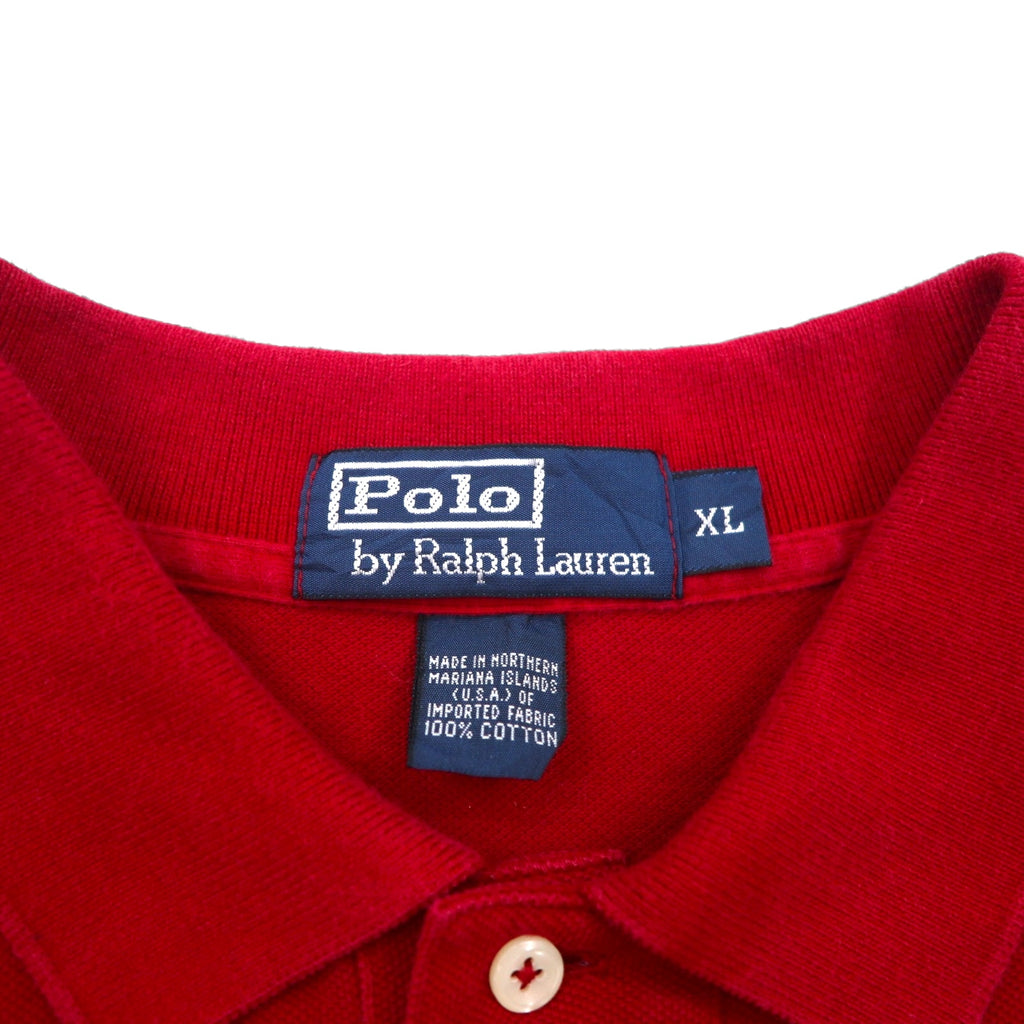 Polo Ralph Lauren 90年代 ビッグサイズ 長袖ポロシャツ ラガーシャツ XL レッド 鹿の子 スモールポニー刺繡