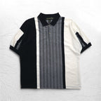 90s Knight of Round Table Crazy Pattern Polo Shirt 4XL Monochrome Cotton Big Size
