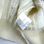 90s Japan Vintage Tilden Knit Cardigan, Made in Japan, Size M, Cable Knit, Off-White, ESSEX ROAD CLOTHES