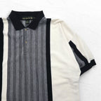 90s Knight of Round Table Crazy Pattern Polo Shirt 4XL Monochrome Cotton Big Size