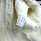 90s Japan Vintage Tilden Knit Cardigan, Made in Japan, Size M, Cable Knit, Off-White, ESSEX ROAD CLOTHES