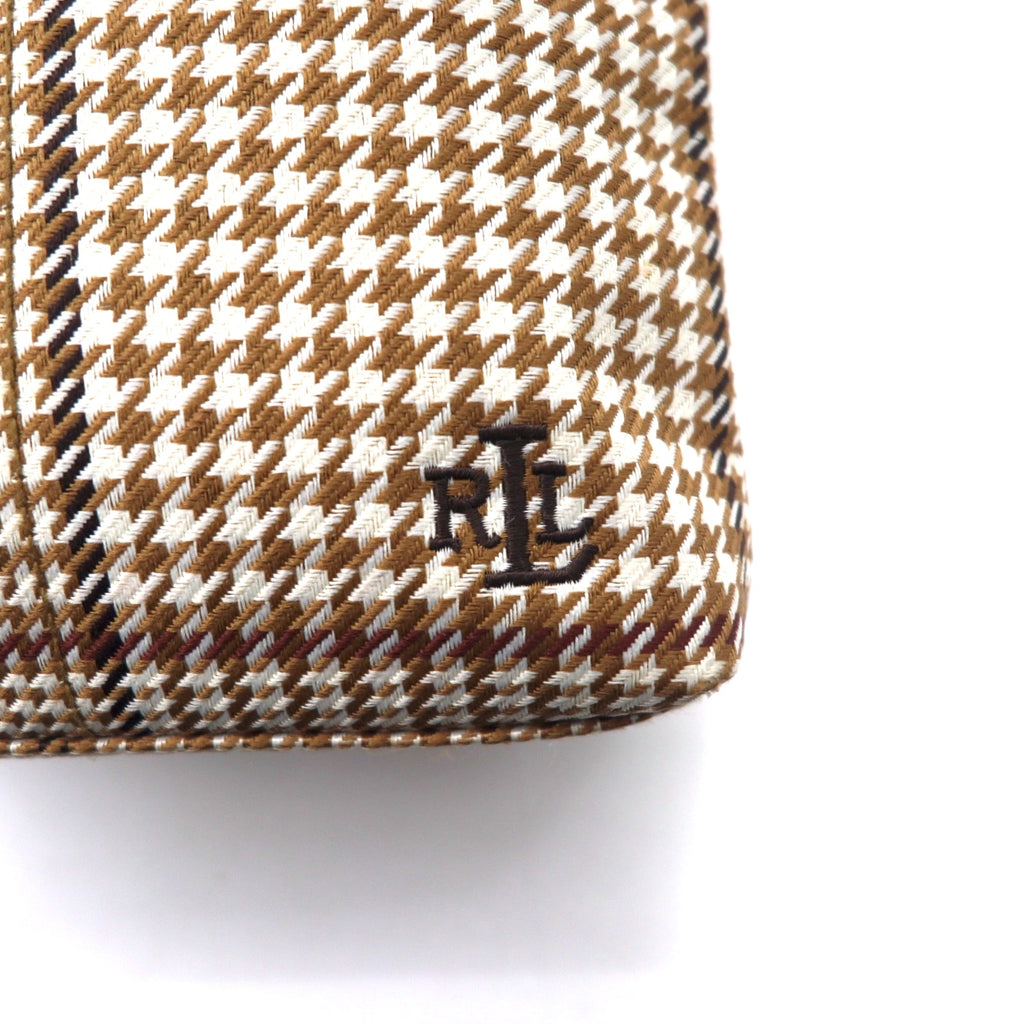 LAUREN RALPH LAUREN Gun Club Check Shoulder Bag Pochette Beige Nylon Canvas Leather Switching One Point Logo