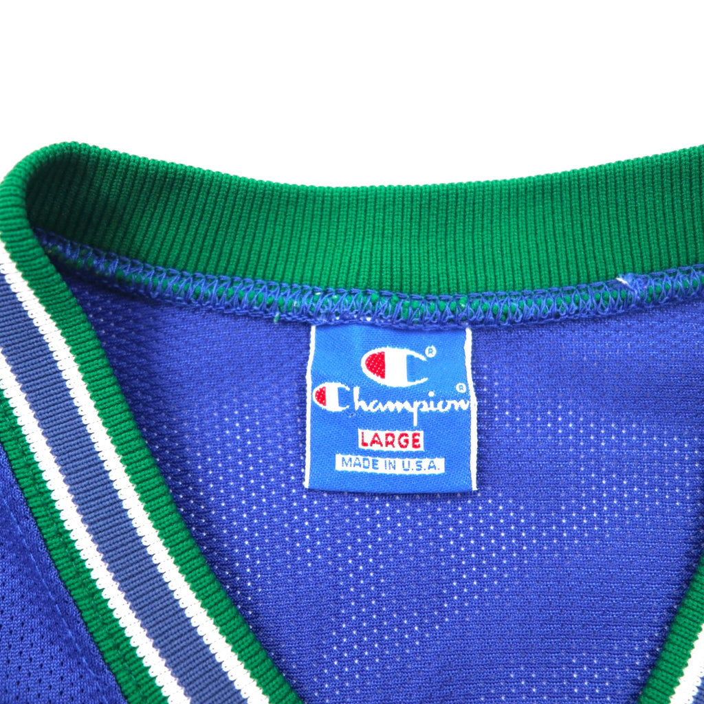 Champion 90s Made in USA Mesh Game Shirt, Size L, Blue Nylon, Embroidered Tag, Notre Dame Arch Logo