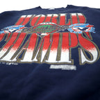 カナダ製 90年代 FRUIT OF THE LOOM ベースボール プリント スウェット XL ネイビー コットン WORLD CHAMPS