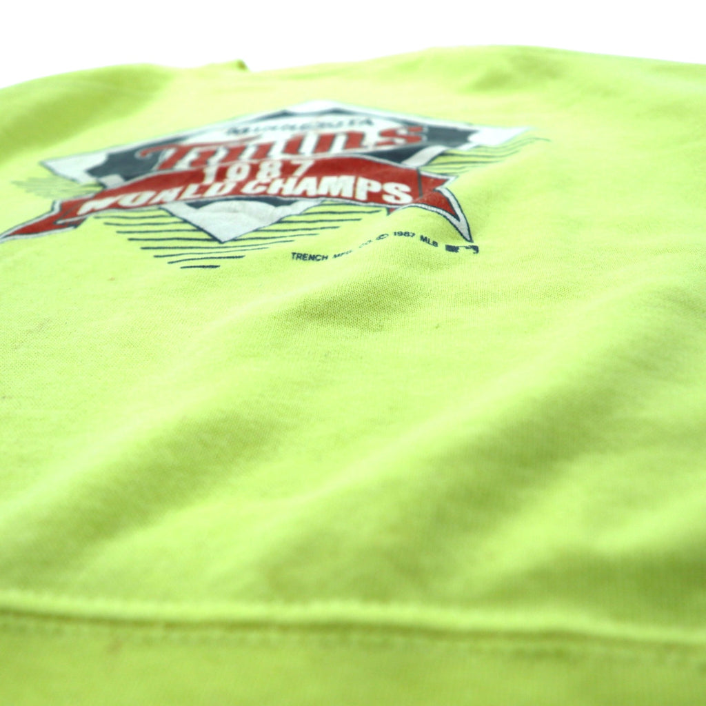 Made in USA 80's BASSETT-WALKER MLB Sweatshirt L Yellow Cotton MINNESOTA TWINS