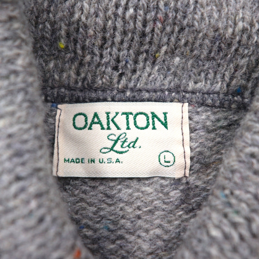 Sears 90年代 USA製 ショールカラー ニット セーター L グレー ウール 未使用品 デッドストック OAKTON