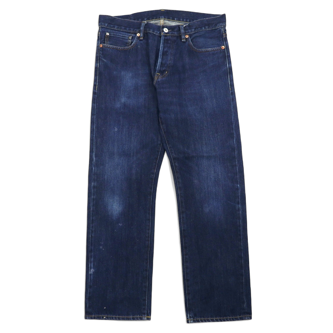 日本然リトテ-古着オンライン-DENIM & SUPPLY RALPH LAUREN リジッド デニムパンツ 32 ブルー 濃紺 STRAIGHT レザーパッチ ボタンフライ-DENIM & SUPPLY RALPH LAUREN Rigid Denim Pants 32 Blue Navy STRAIGHT Leather Patch Button Fly