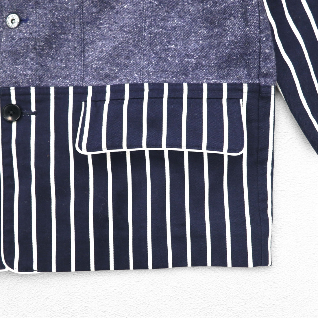 JUVENILE HALL ROLL CALL Shirt Jacket FREE Navy Stripe Made in Japan