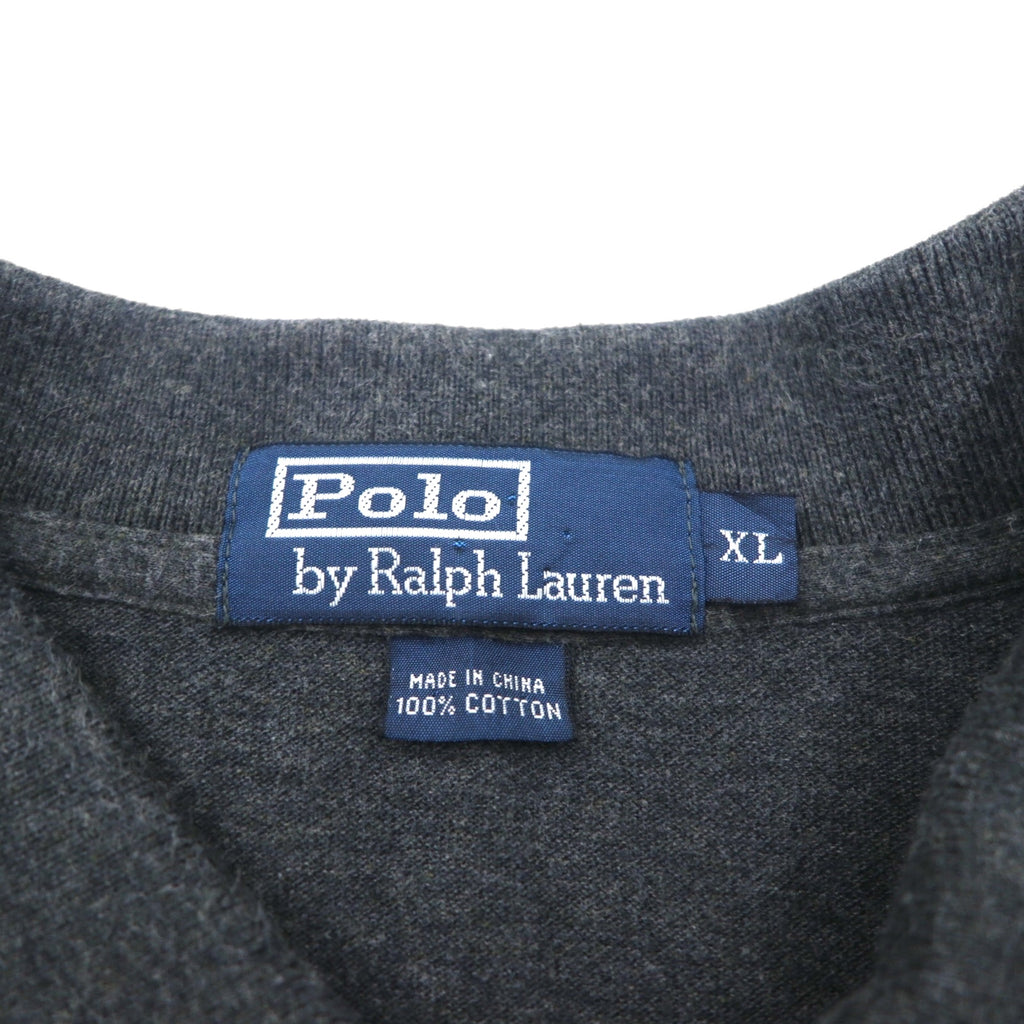 Polo Ralph Lauren 90年代 ビッグサイズ 長袖ポロシャツ ラガーシャツ XL グレー 鹿の子 スモールポニー刺繡