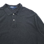 Polo Ralph Lauren 90年代 ビッグサイズ 長袖ポロシャツ ラガーシャツ XL グレー 鹿の子 スモールポニー刺繡