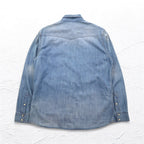 Lee denim western shirt L in indigo blue cotton chest pocket snap button