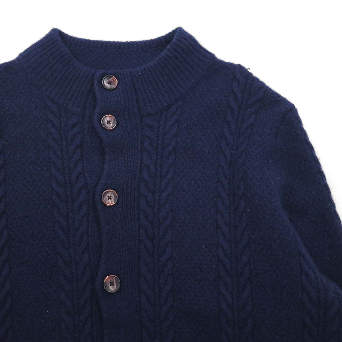 Vintage Fisherman Cardigan フィッシャーマン アランニット カーディガン L ウール Jos A Bank エルボーパッチ