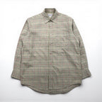 BURBERRY 90年代 長袖シャツ M ベージュ コットン チェック 胸ポケット ワンポイントロゴ 刺繍
