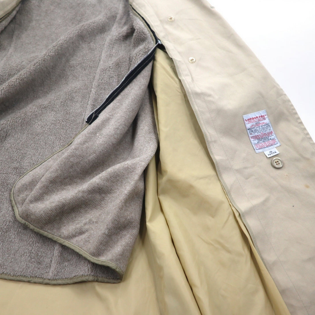 LONDON FOG 90s MAINCOATS double-breasted trench coat, L, beige, detachable fleece liner, belt included