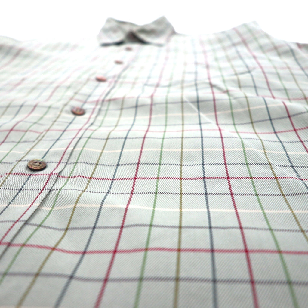 BURBERRY 90年代 長袖シャツ M ベージュ コットン チェック 胸ポケット ワンポイントロゴ 刺繍