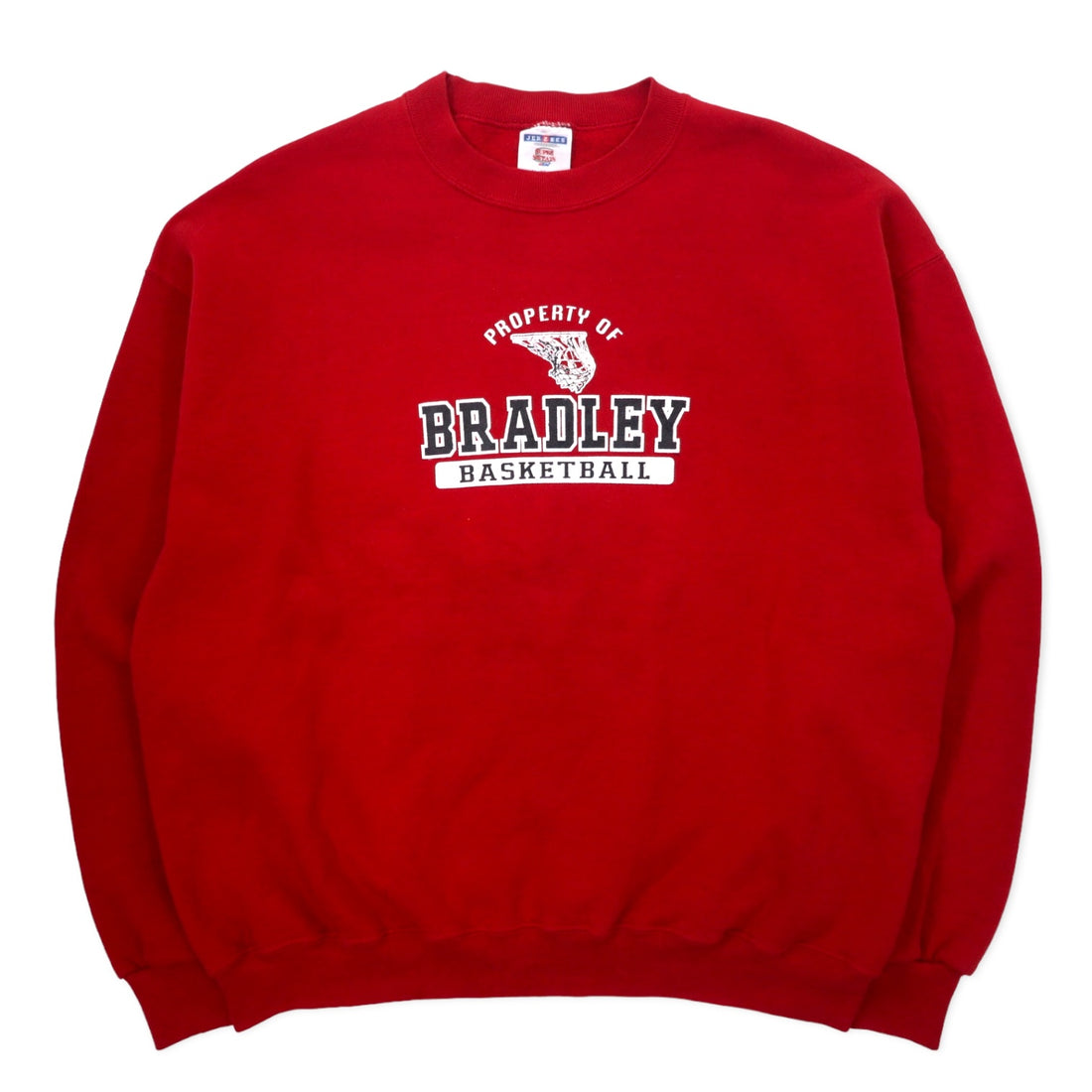 日本然リトテ-古着オンライン-JERZEES 90年代 SUPER SWEATS カレッジ プリント スウェット XL レッド コットン NCAA BRADLEY BASKETBALL ビッグサイズ メキシコ製-JERZEES 90's SUPER SWEATS College Print Sweatshirt XL Red Cotton NCAA BRADLEY BASKETBALL Big Size Mexico Made