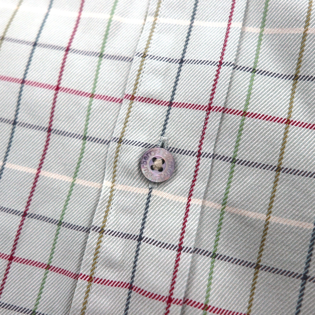 BURBERRY 90年代 長袖シャツ M ベージュ コットン チェック 胸ポケット ワンポイントロゴ 刺繍