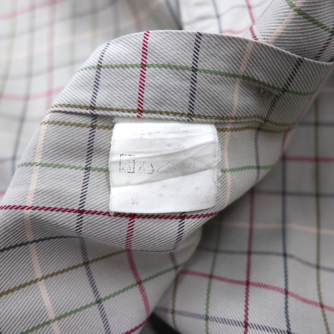 BURBERRY 90年代 長袖シャツ M ベージュ コットン チェック 胸ポケット ワンポイントロゴ 刺繍