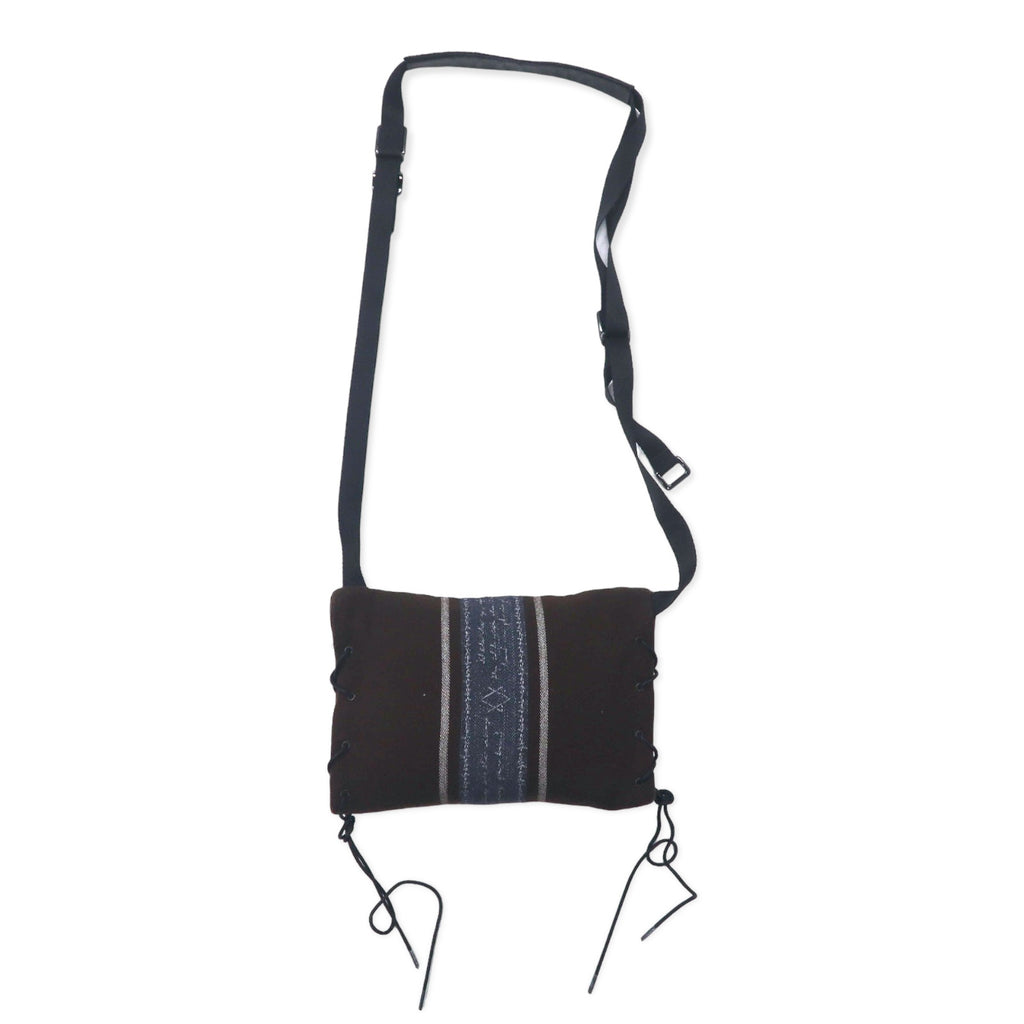 Azuma TALLIT STRIPE UTILITY SACK Sacoche Bag Brown Wool Jacquard Lace Up TALLIT STRIPE UTILITY SACK 20AH-AC-05 Handled by HAZE Made in Japan