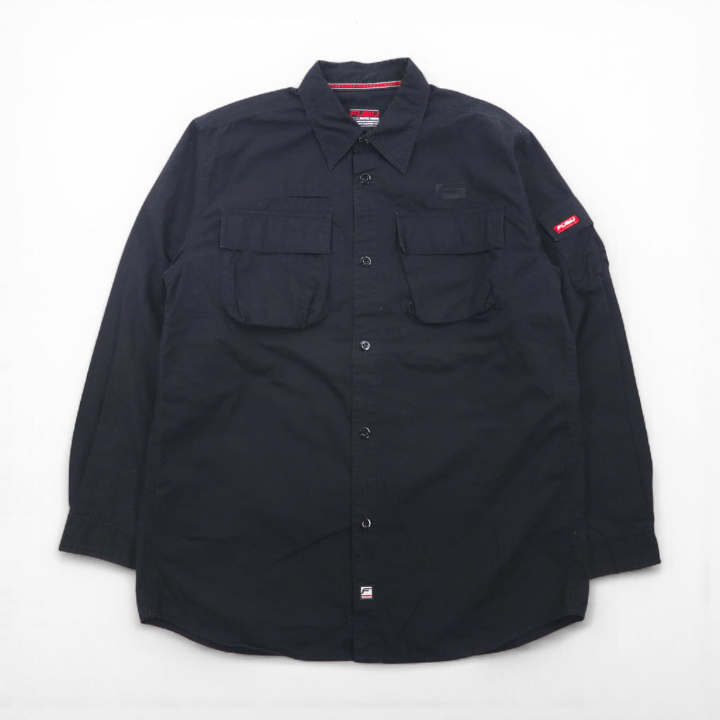 FUBU 00年代 リップストップ フィールドシャツ M ブラック ダブルポケット ユーティリティシャツ