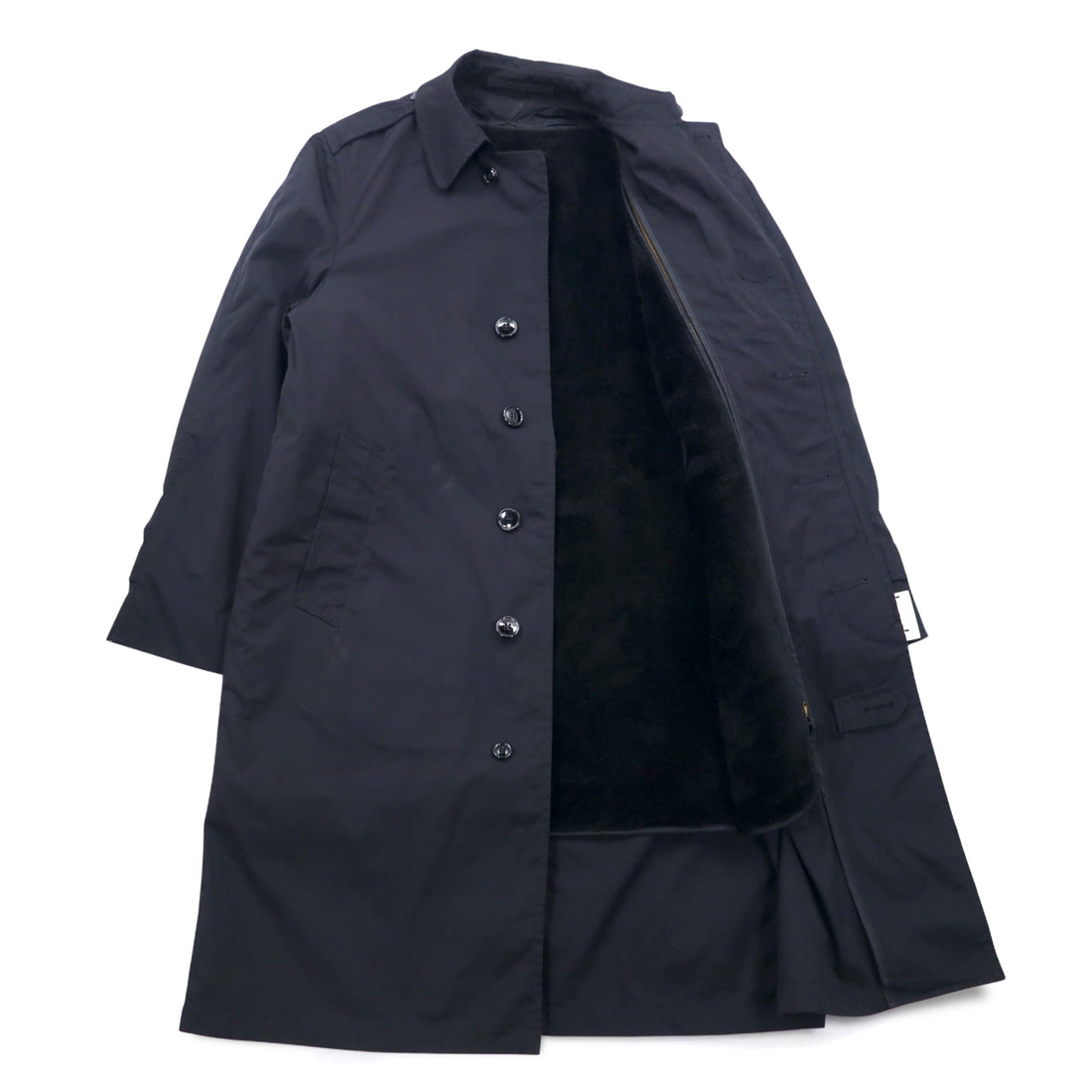 US NAVY 1980s All Weather Coat Balmac Coat L Black Waterproof Removable Liner Military 8405-01-220-2547 CENTRE MFG.