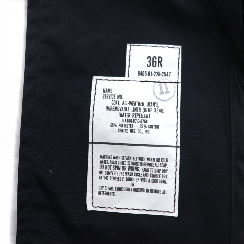 US NAVY 1980s All Weather Coat Balmac Coat L Black Waterproof Removable Liner Military 8405-01-220-2547 CENTRE MFG.