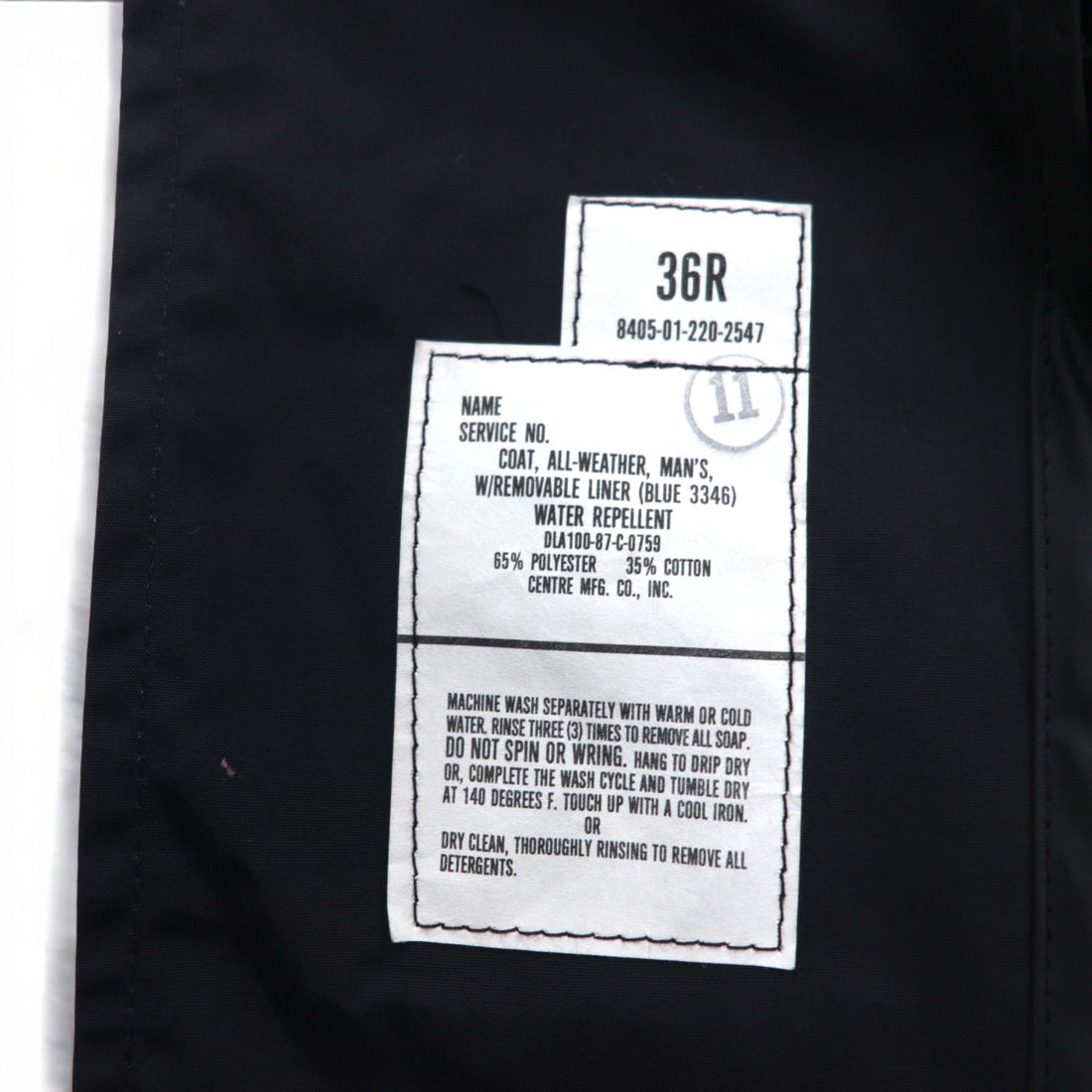 US NAVY 1980s All Weather Coat Balmac Coat L Black Waterproof Removable Liner Military 8405-01-220-2547 CENTRE MFG.