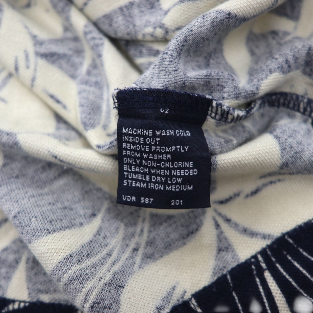 NAUTICA ポロシャツ XL ネイビー コットン 総柄 ハイビスカス 花 ビッグサイズ