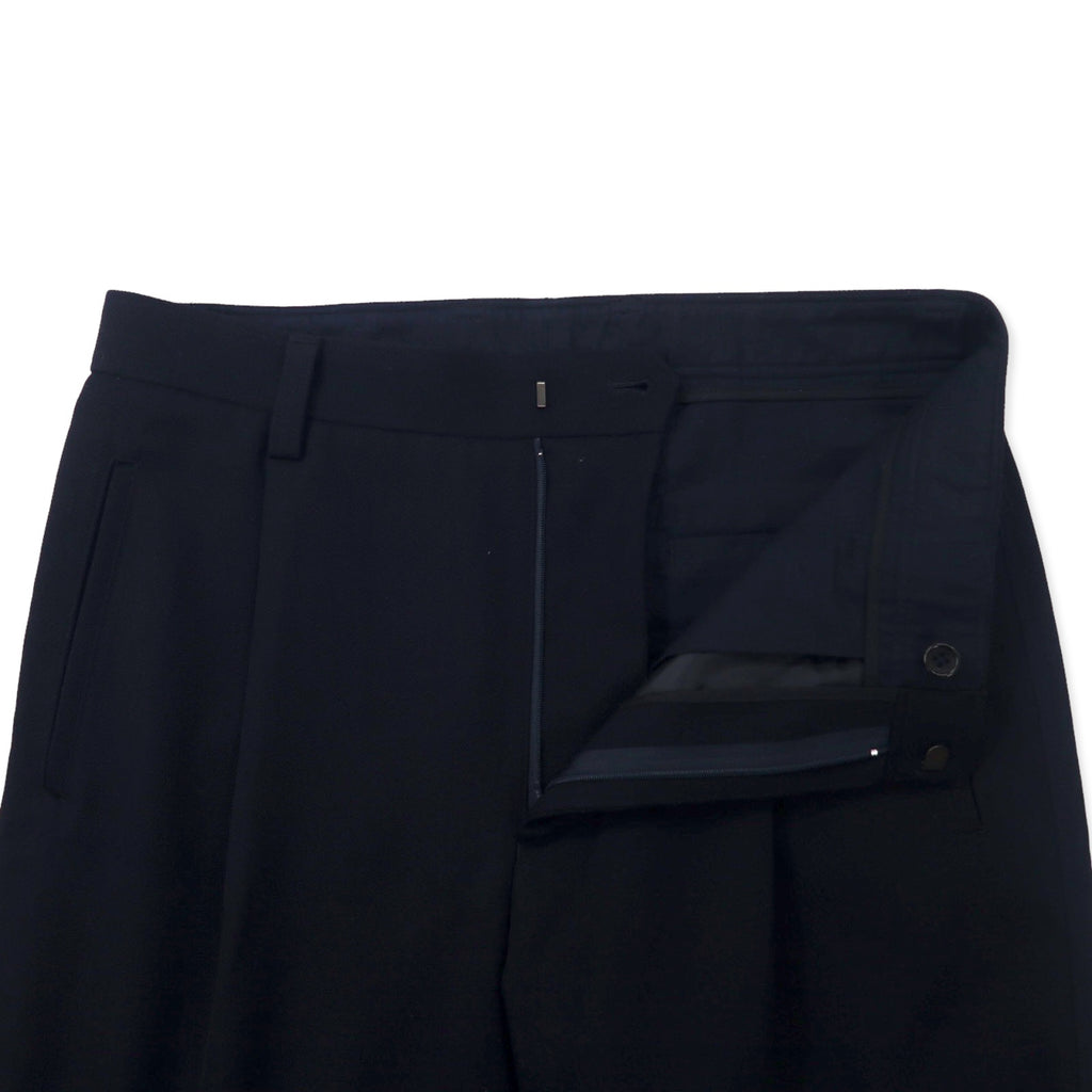 Kemit Wool Tuck Pants Tapered Slacks 48 Navy Wool Gabardine 0301-0209 Made in Japan